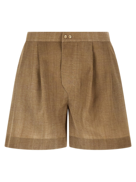 Beige Polyester Bermuda Shorts