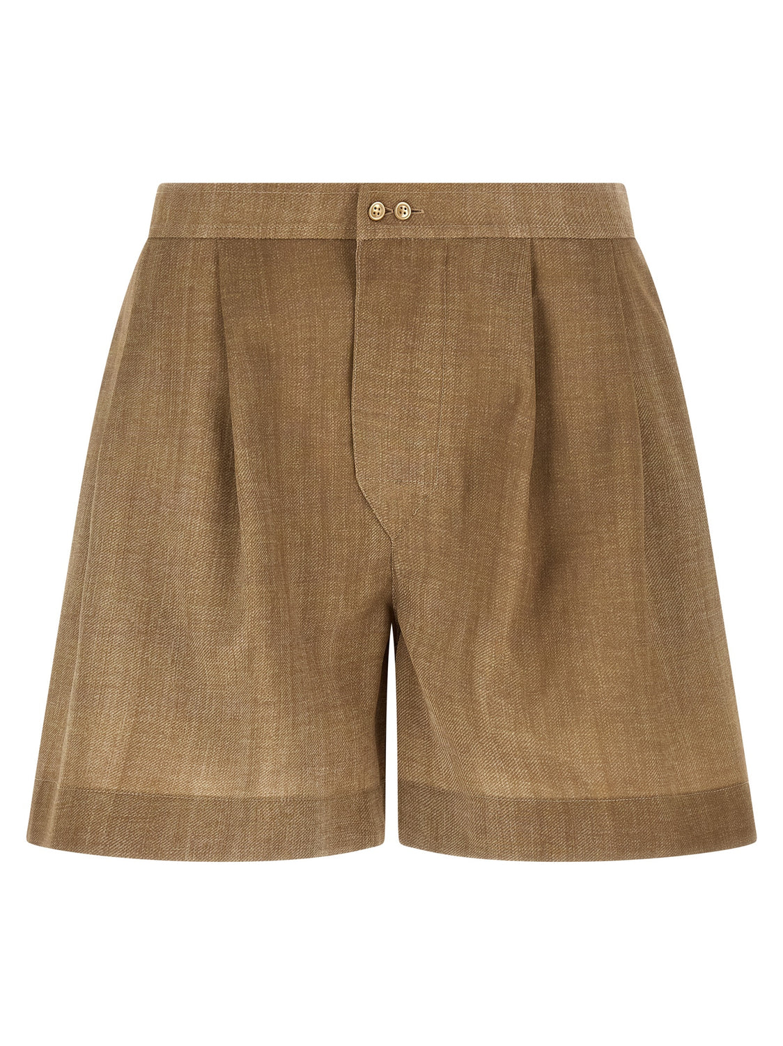 Beige Polyester Bermuda Shorts
