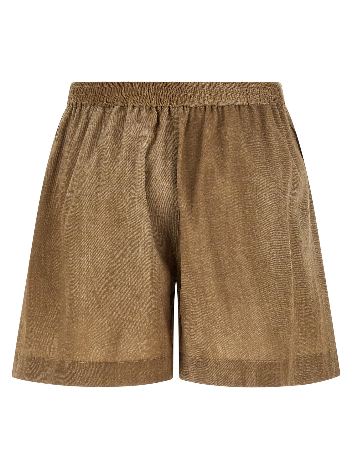 Beige Polyester Bermuda Shorts