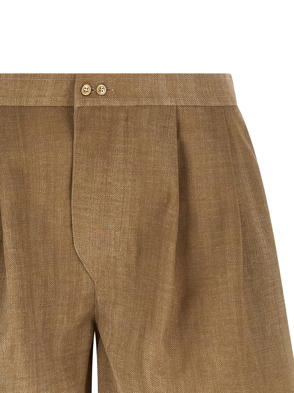 Beige Polyester Bermuda Shorts