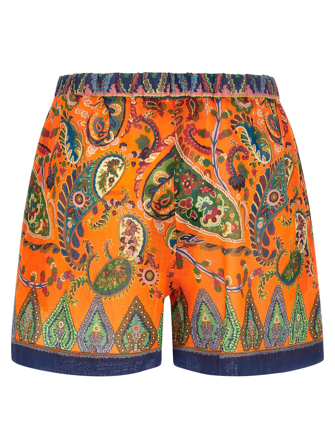 Orange Ramie Bermuda Shorts