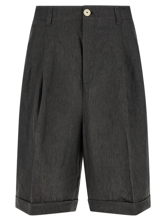 Gray Linen Bermuda Shorts
