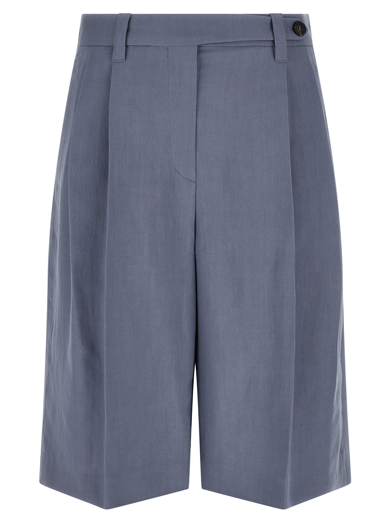 Blue Viscose Bermuda Shorts