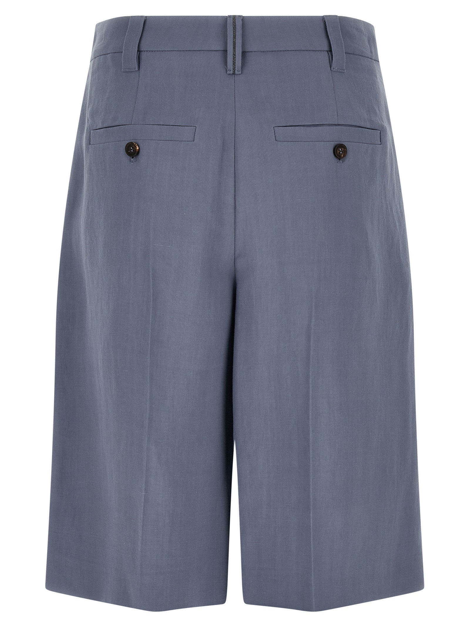 Blue Viscose Bermuda Shorts