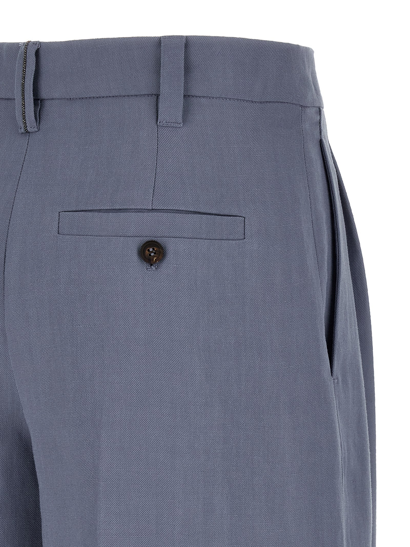 Blue Viscose Bermuda Shorts
