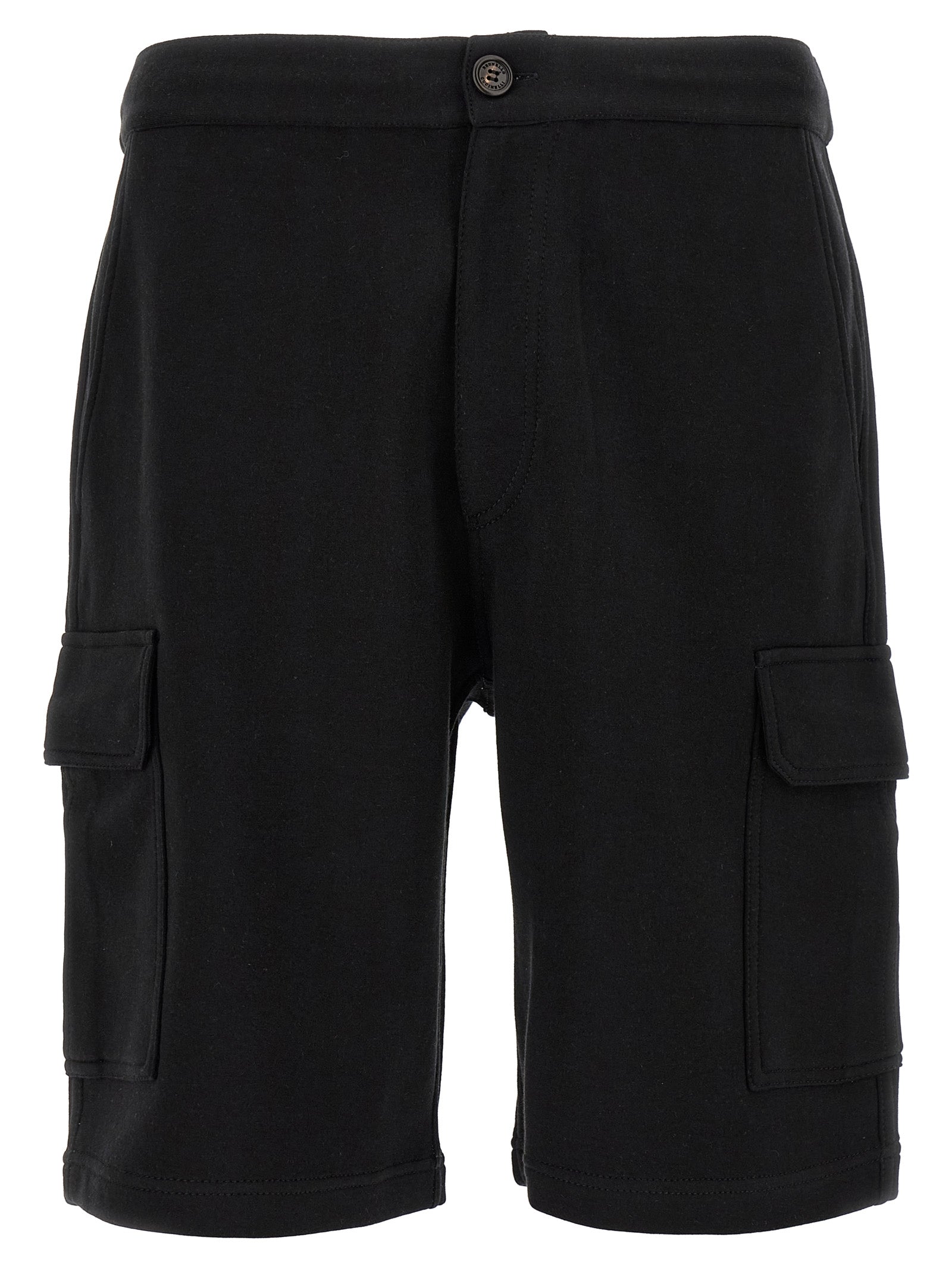 Black Cotton Bermuda Shorts