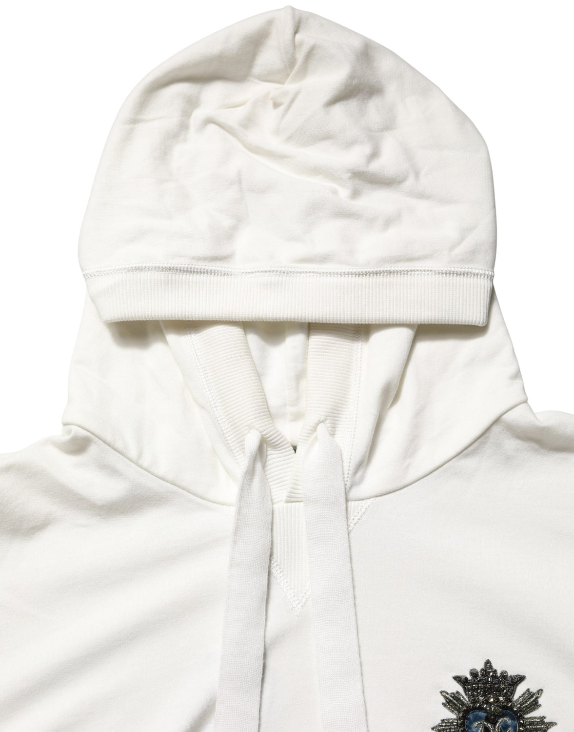 White Cotton Hooded Sweatshirt Sweater