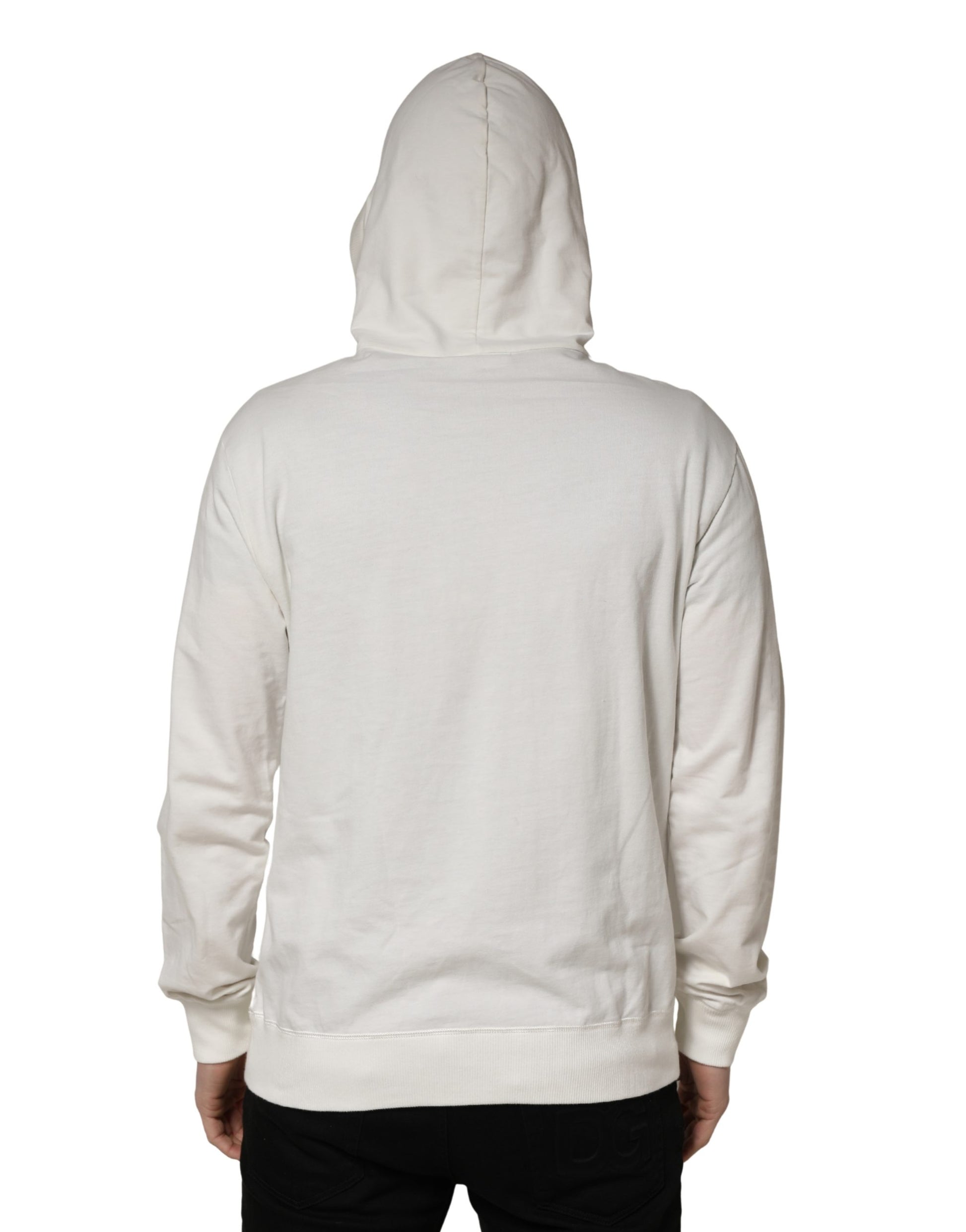 White Cotton Hooded Sweatshirt Sweater