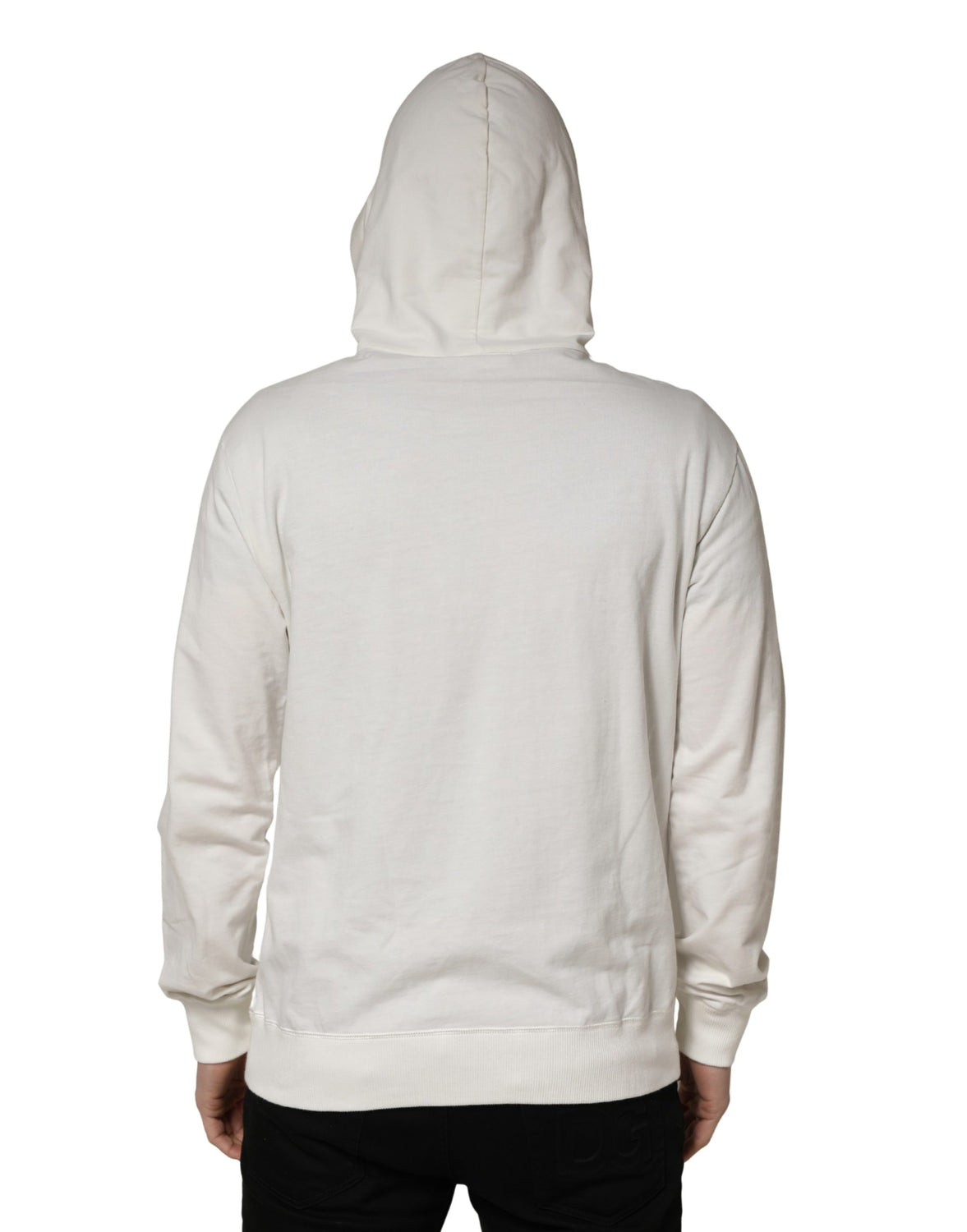 White Cotton Hooded Sweatshirt Sweater