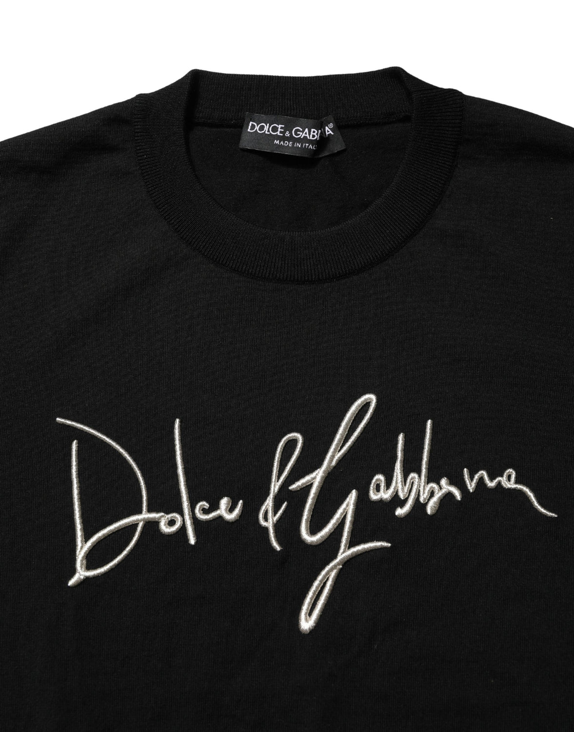 Black embroidered Logo Crew Neck Pullover Sweater