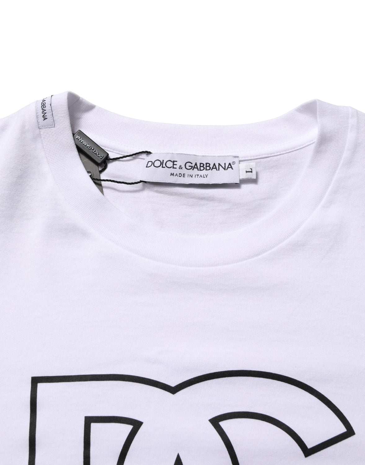 White DG Logo Print Short Sleeves Men T-shirt