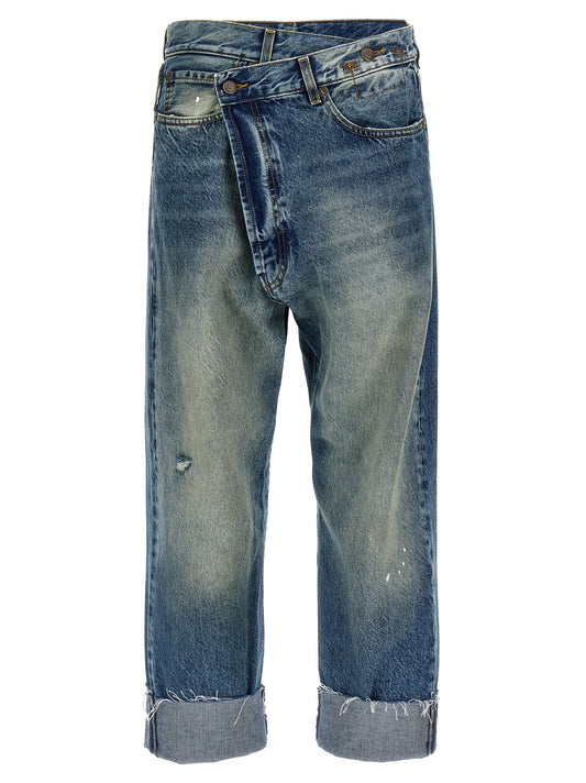 Blue Cotton Straight-Leg Jeans