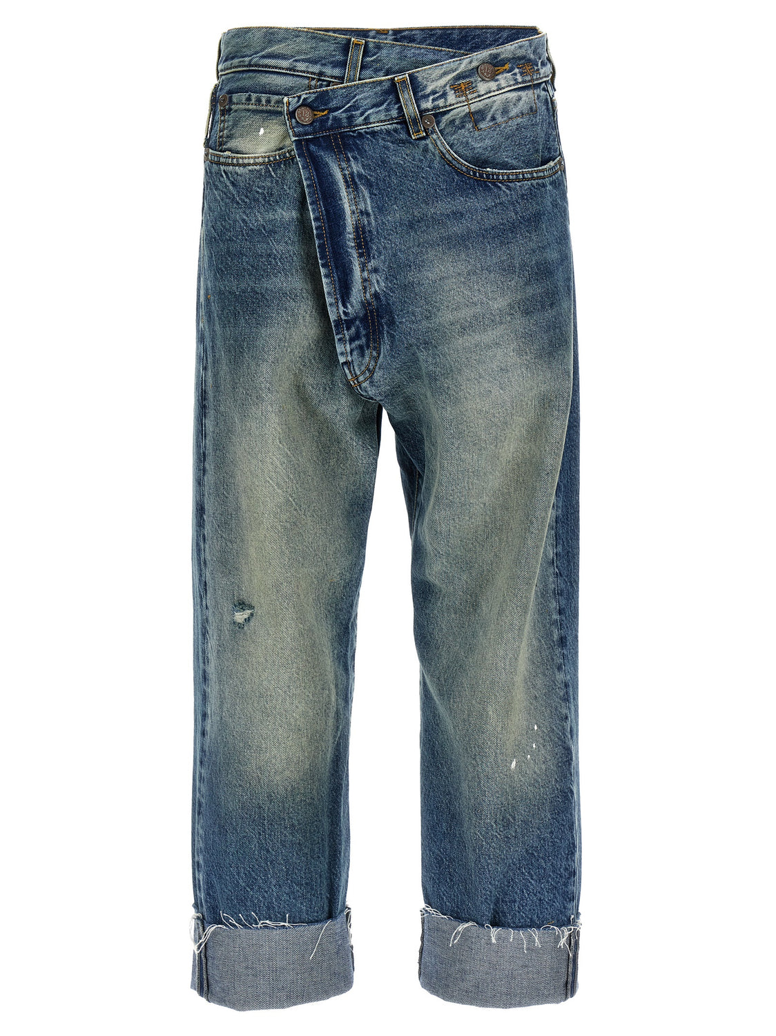 Blue Cotton Straight-Leg Jeans