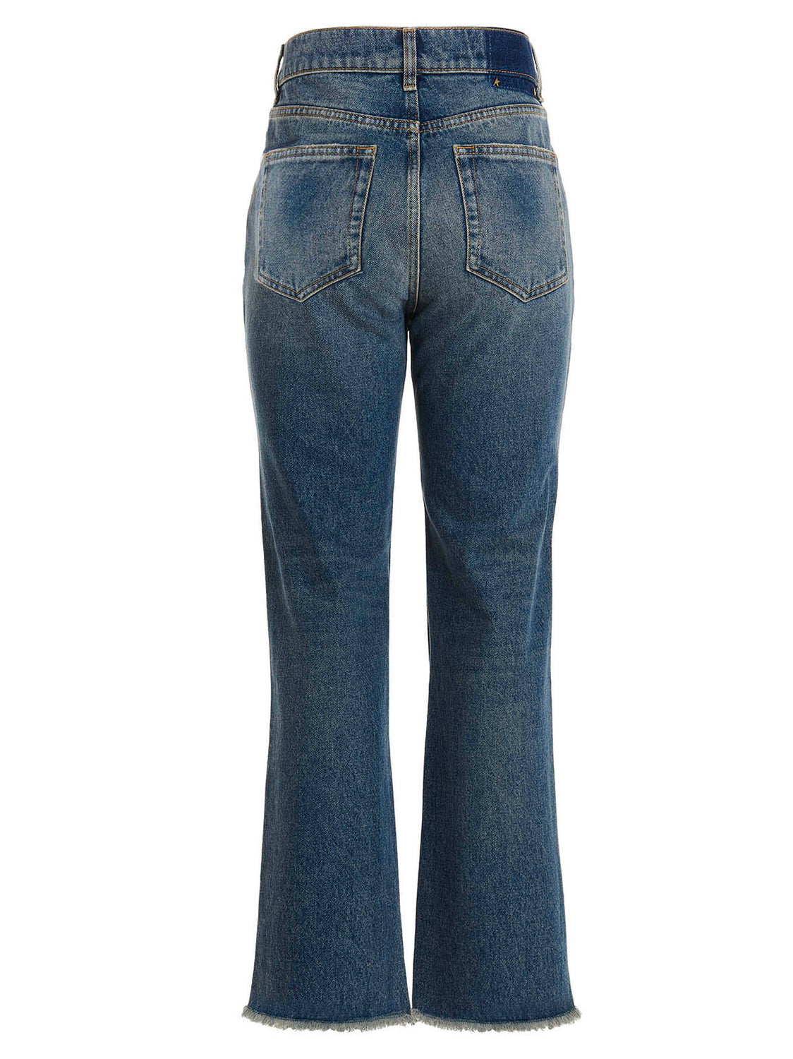 Blue Cotton Flared Jeans