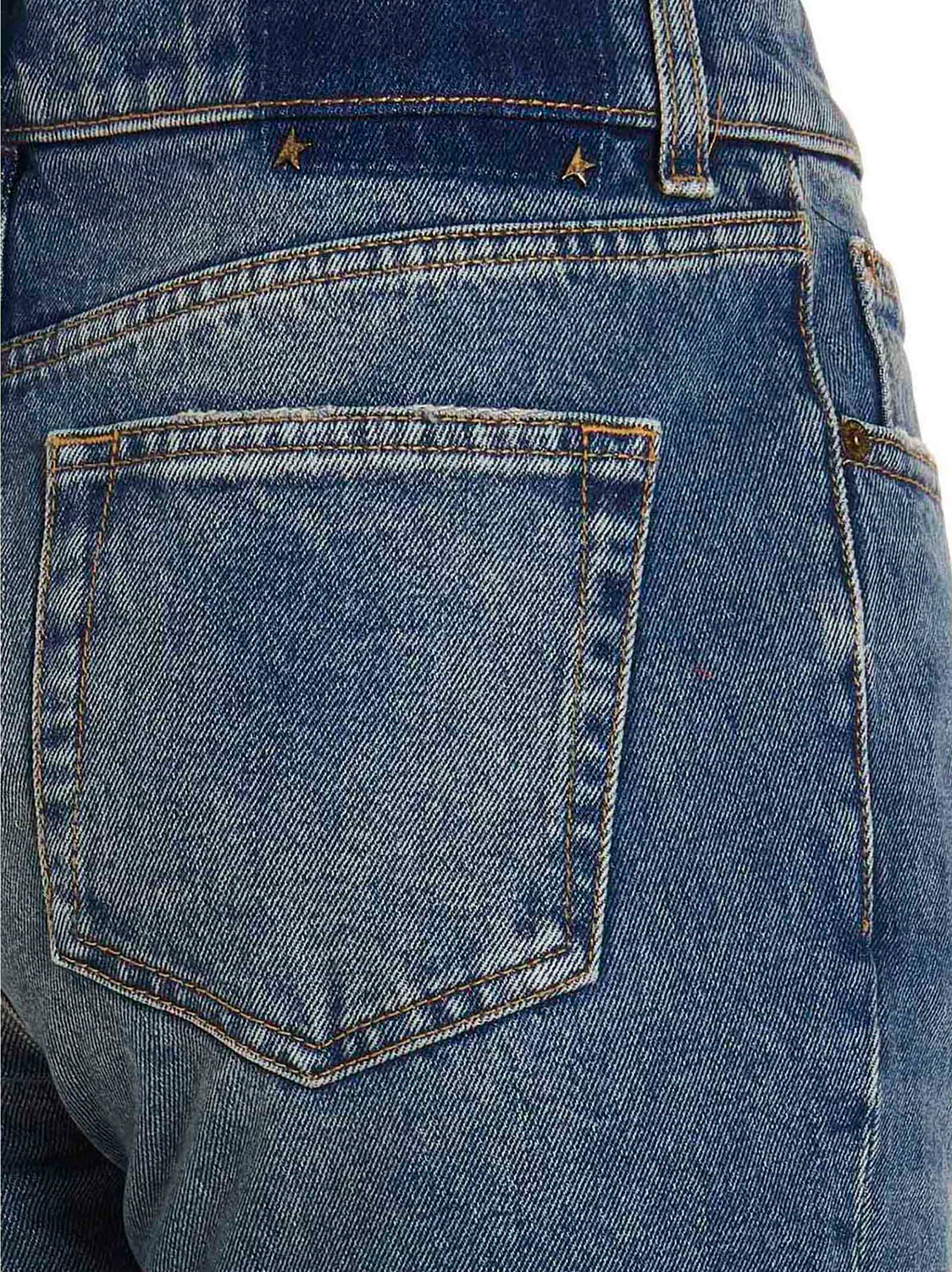 Blue Cotton Flared Jeans