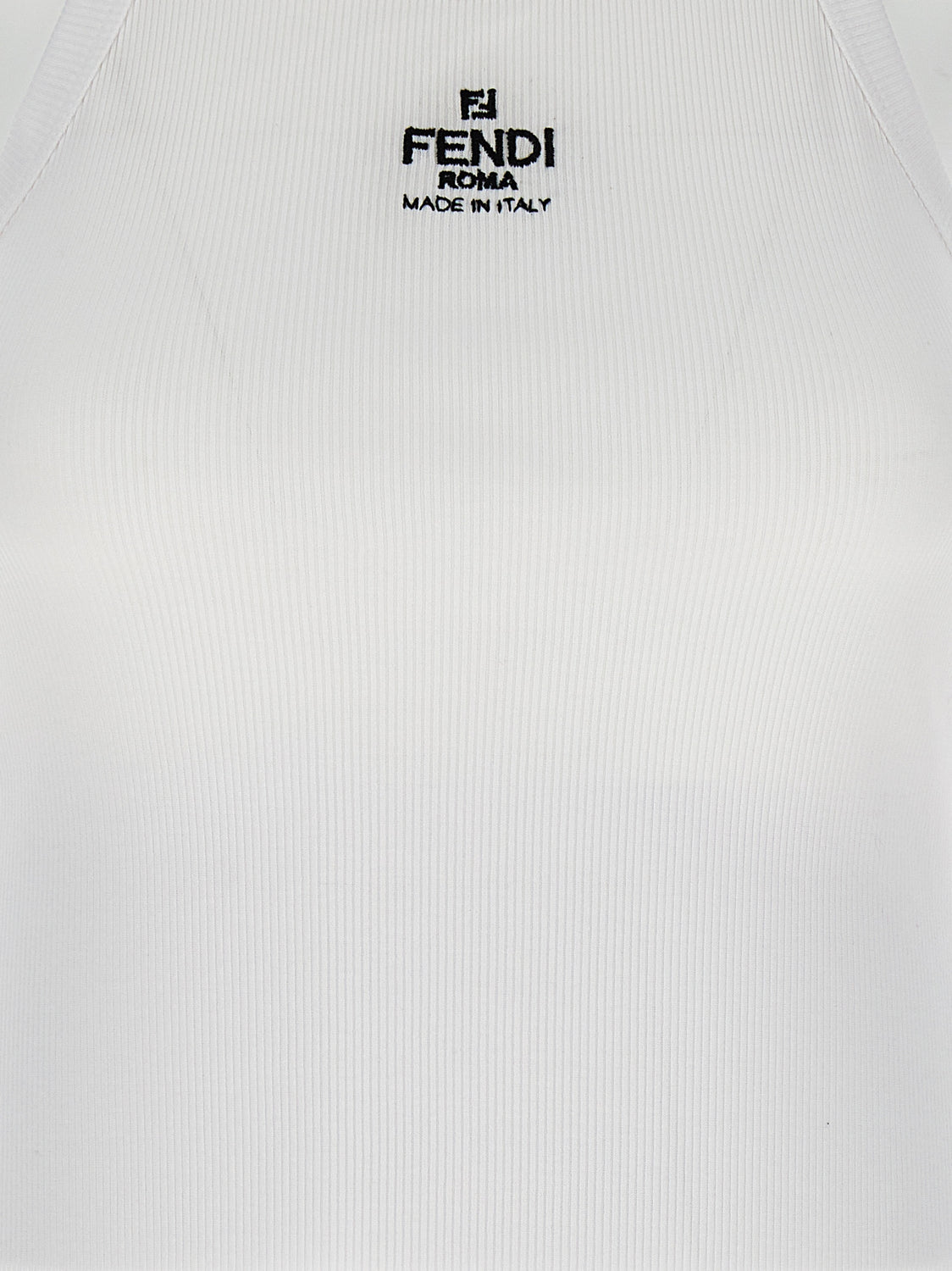White Cotton Sleeveles T-Shirt