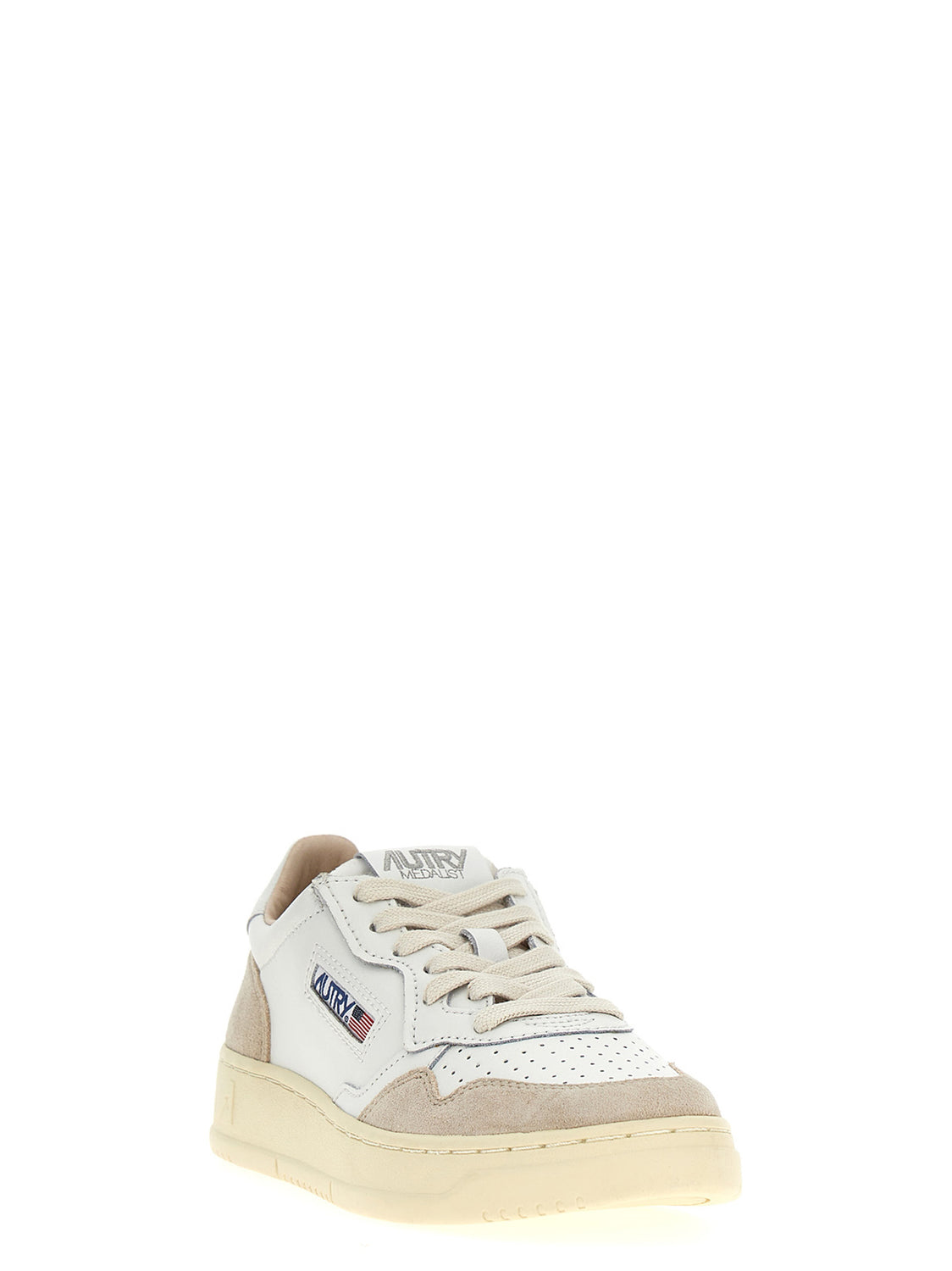 Beige Cowhide Low Top Sneakers