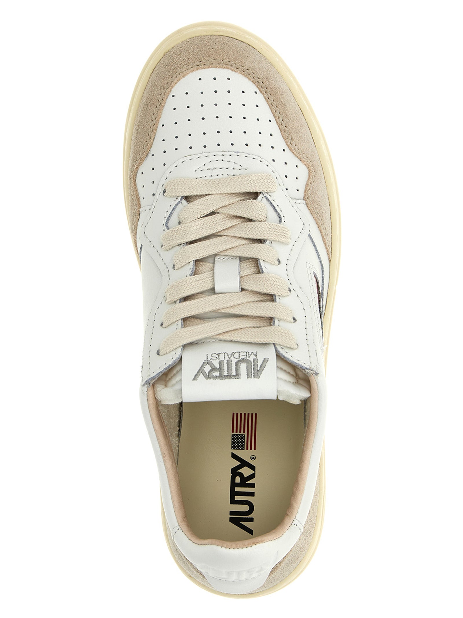 Beige Cowhide Low Top Sneakers