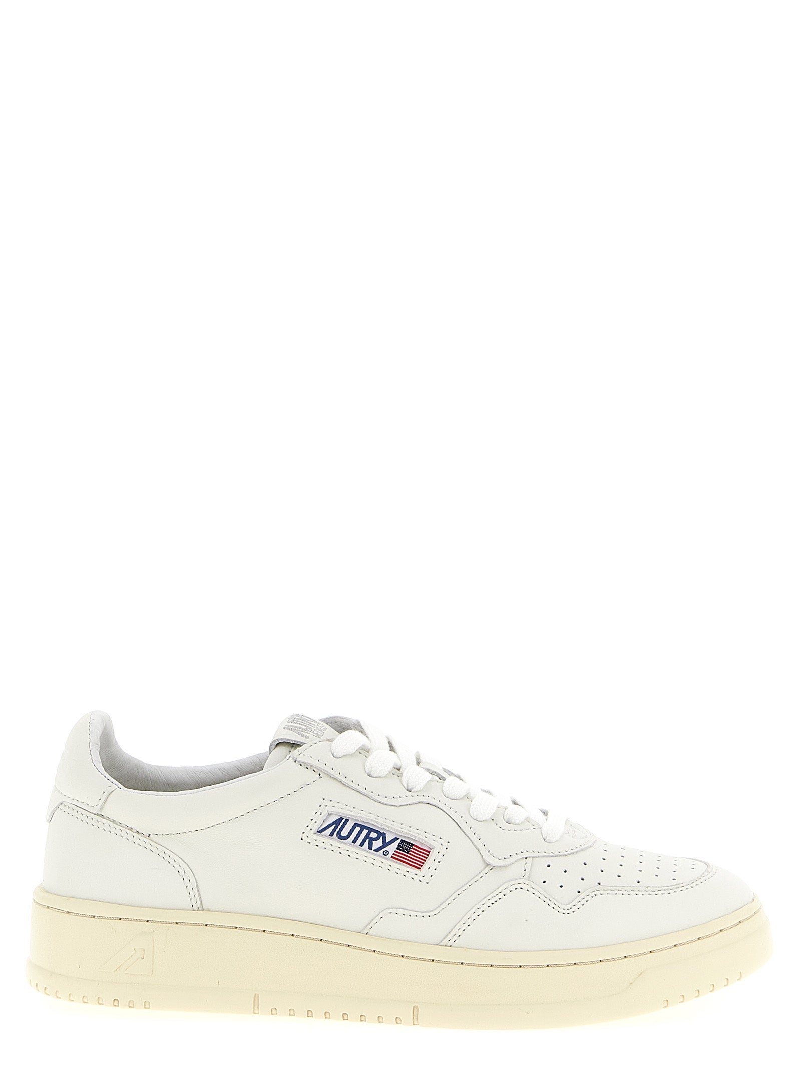 White Goatskin Low Top Sneakers