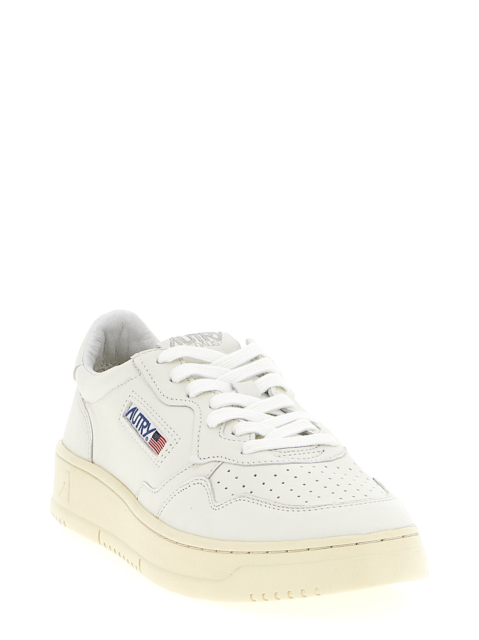 White Goatskin Low Top Sneakers