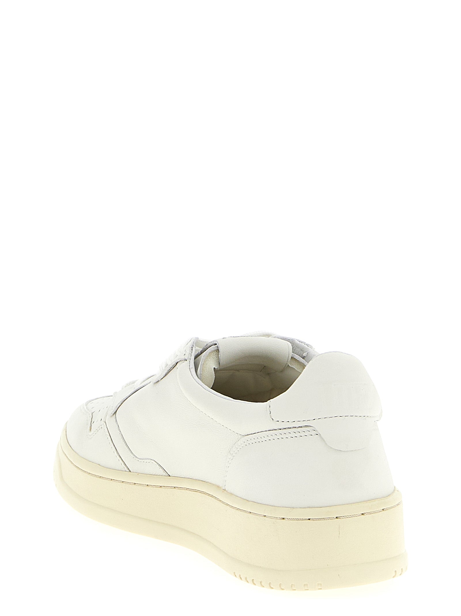 White Goatskin Low Top Sneakers