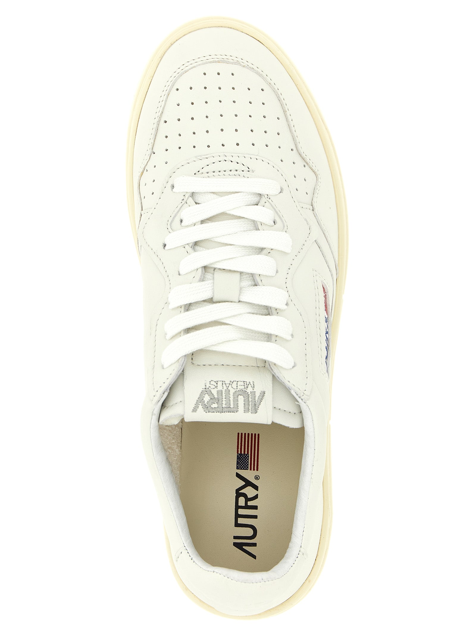 White Goatskin Low Top Sneakers