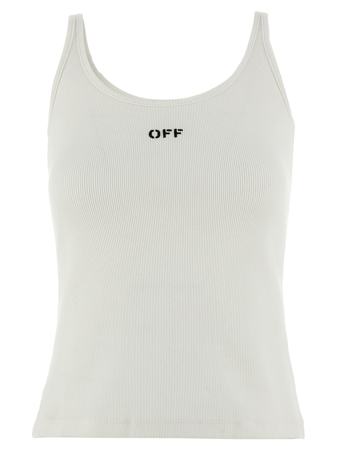 White Cotton Sleeveles T-Shirt