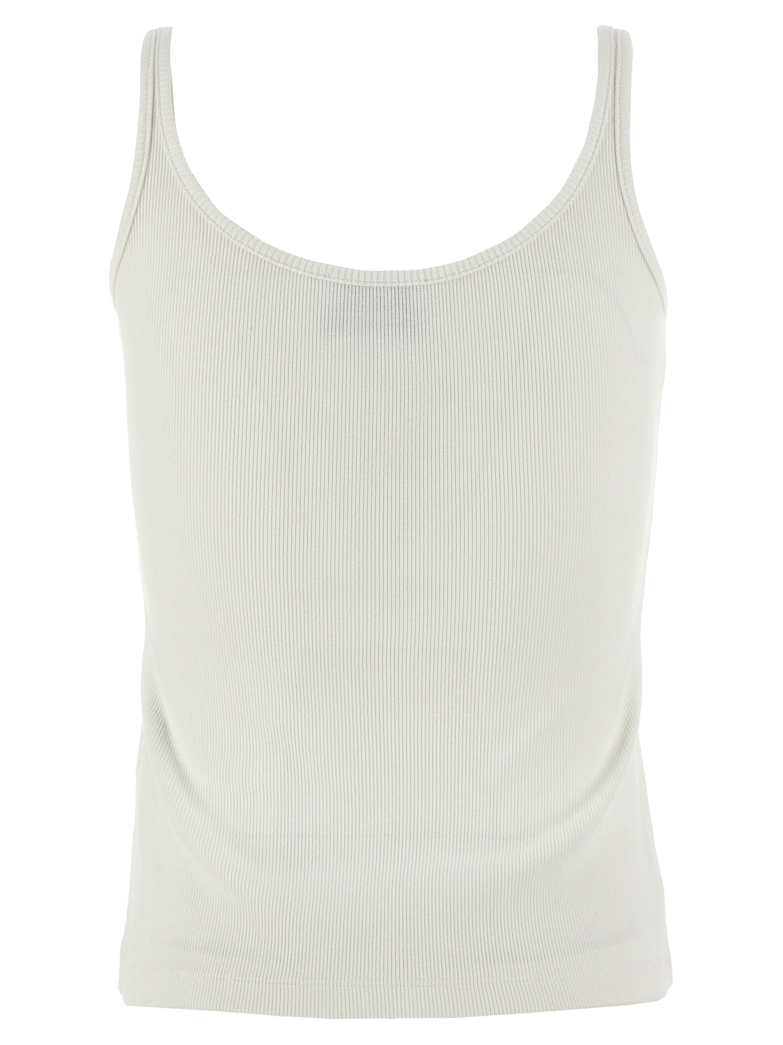 White Cotton Sleeveles T-Shirt
