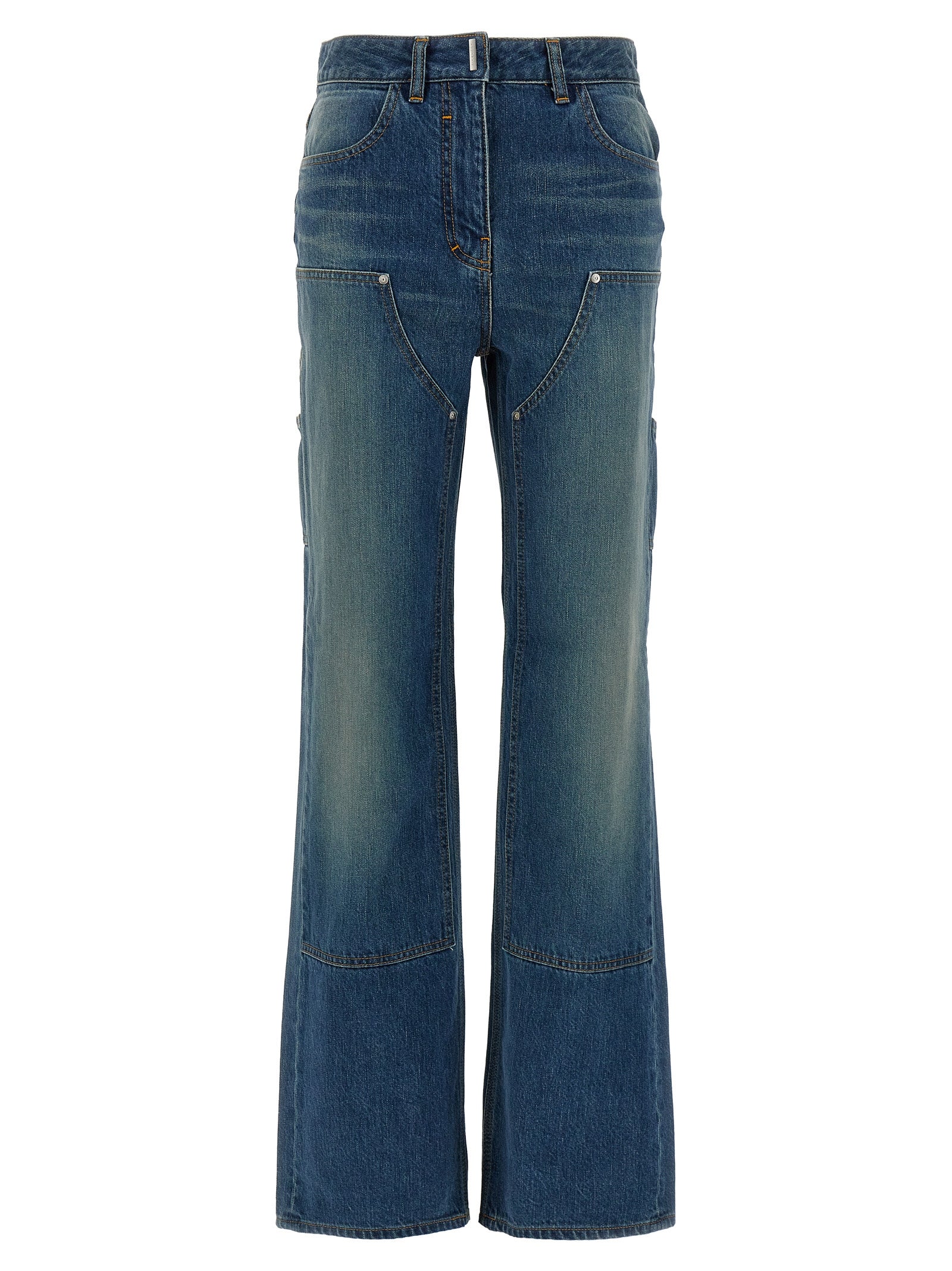 Blue Cotton Flared Jeans