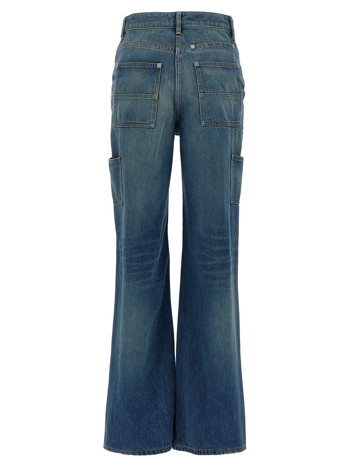 Blue Cotton Flared Jeans