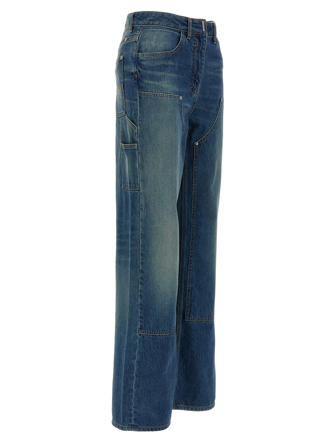 Blue Cotton Flared Jeans