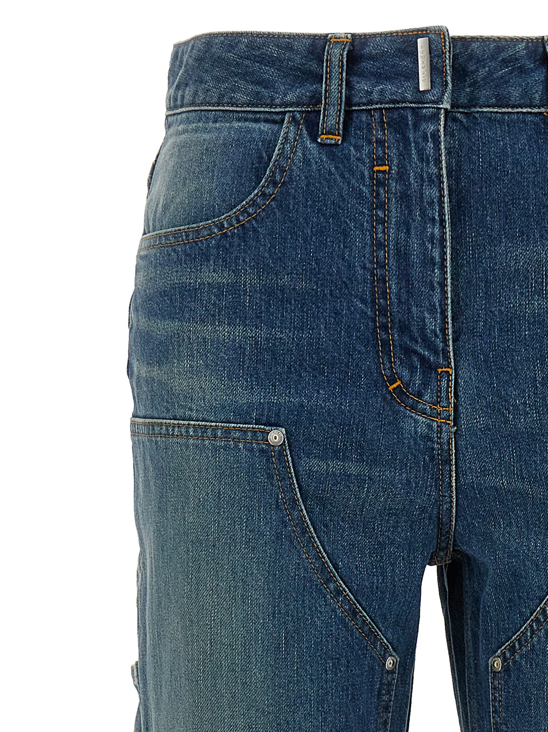 Blue Cotton Flared Jeans