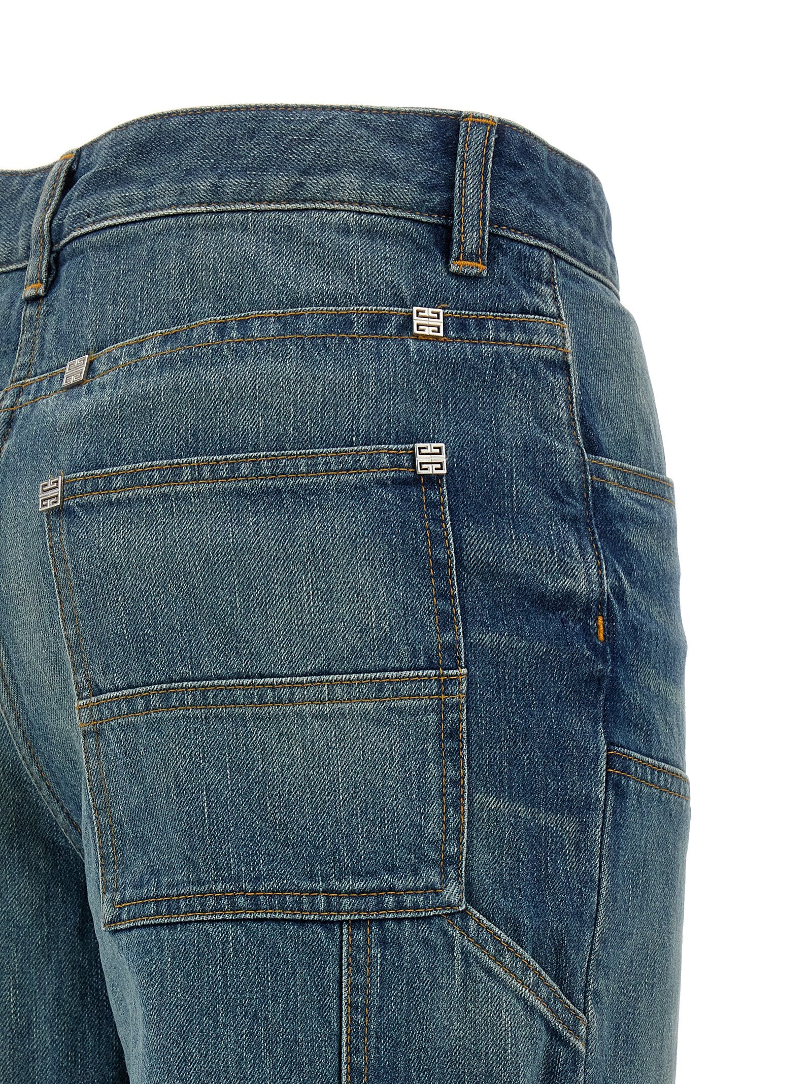 Blue Cotton Flared Jeans