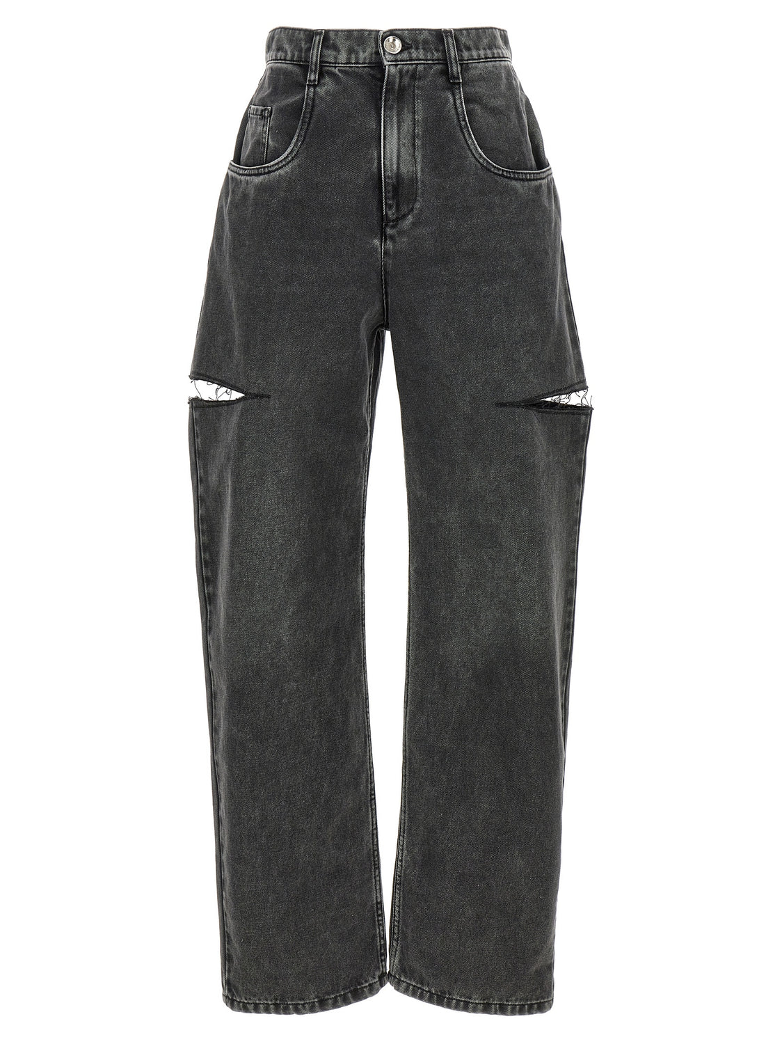 Black Cotton Straight-Leg Jeans
