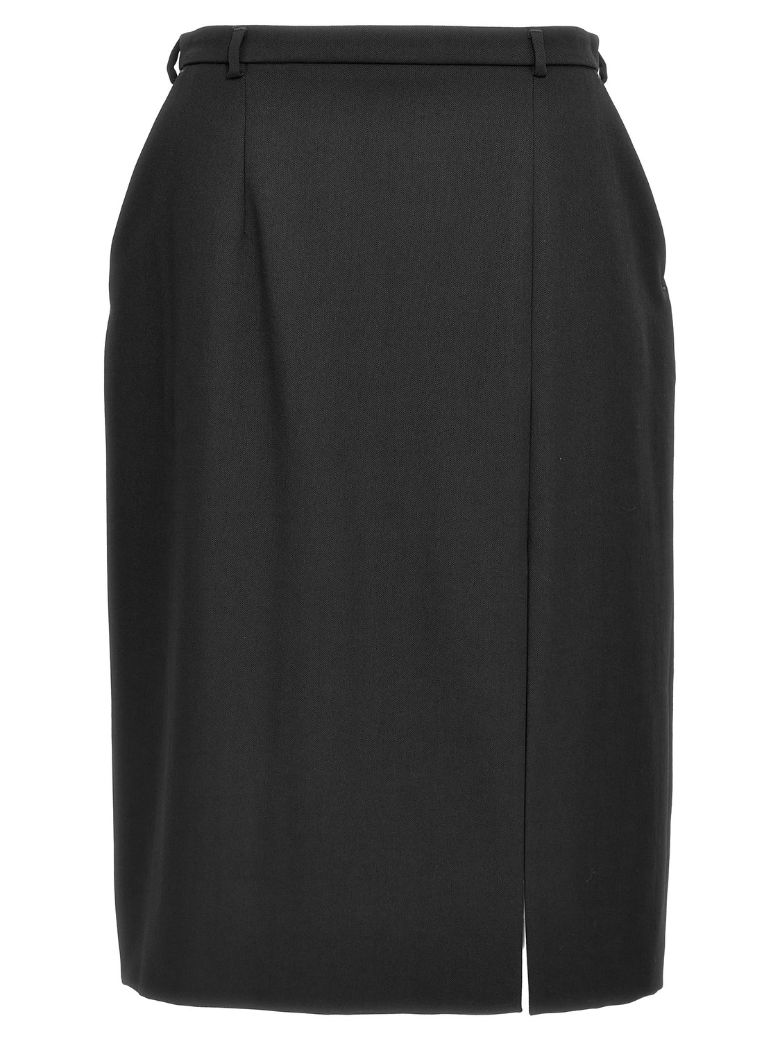 Black Virgin Wool Midi Skirt