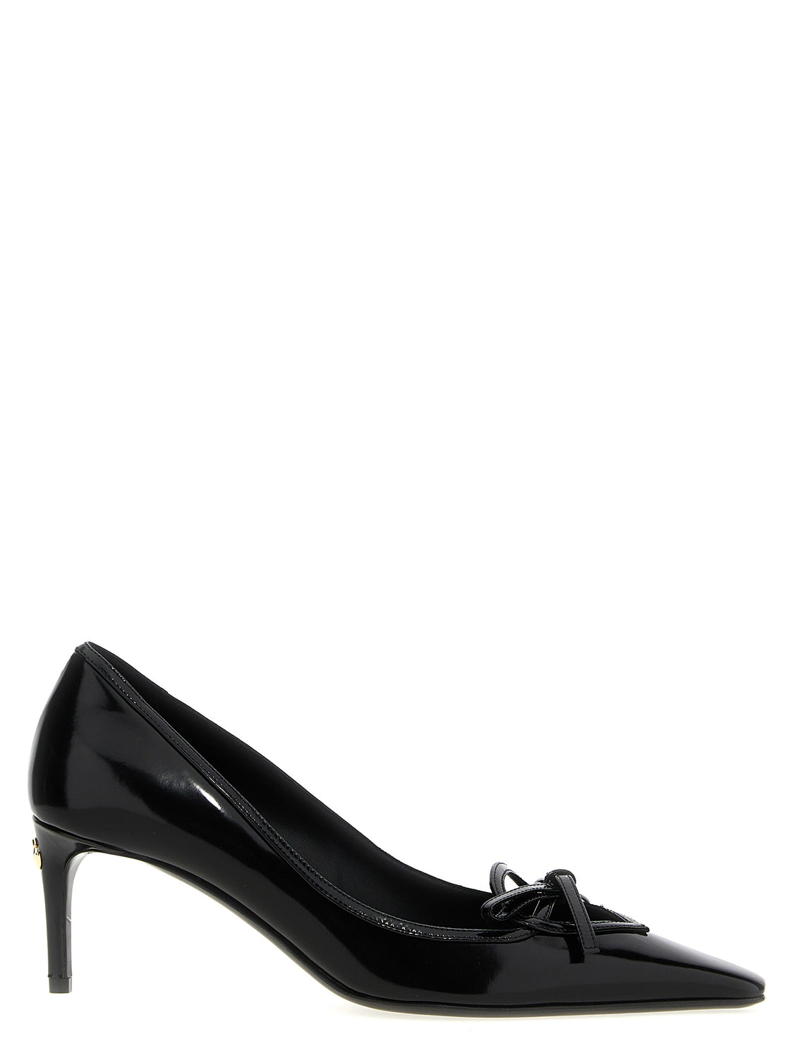 Black Calfskin Mid Heel Pumps