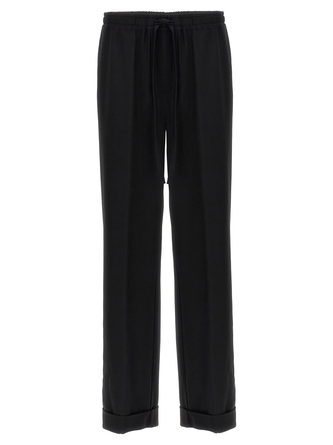 Black Virgin Wool Casual Pants