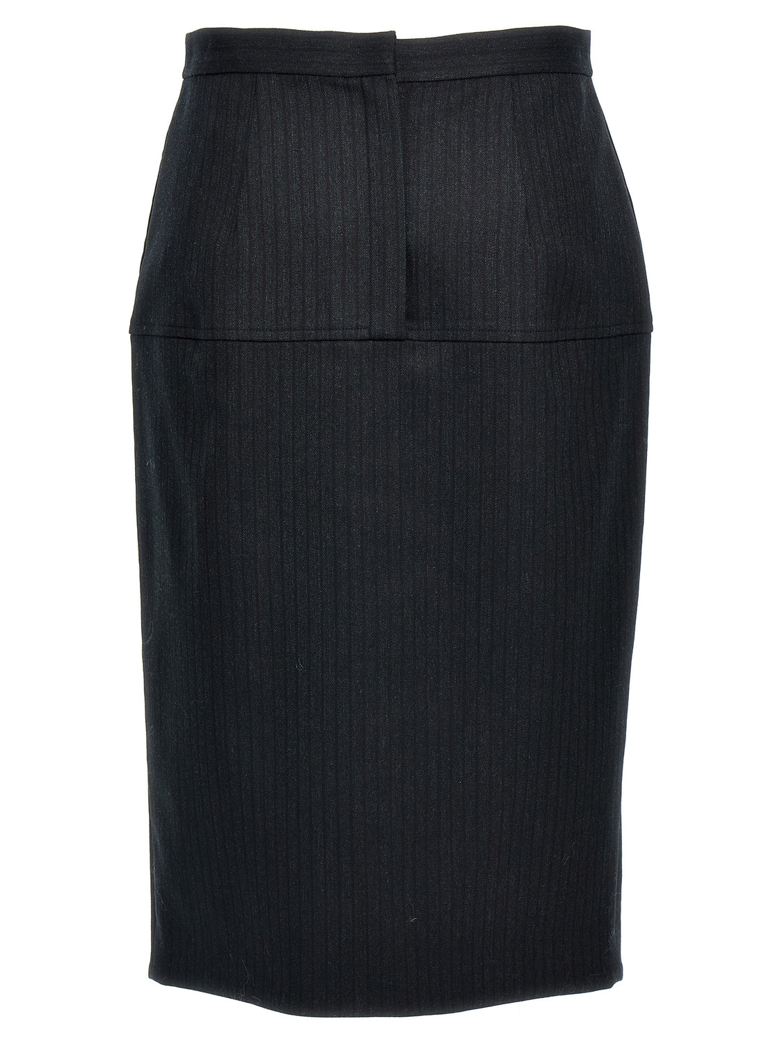 Gray Virgin Wool Midi Skirt