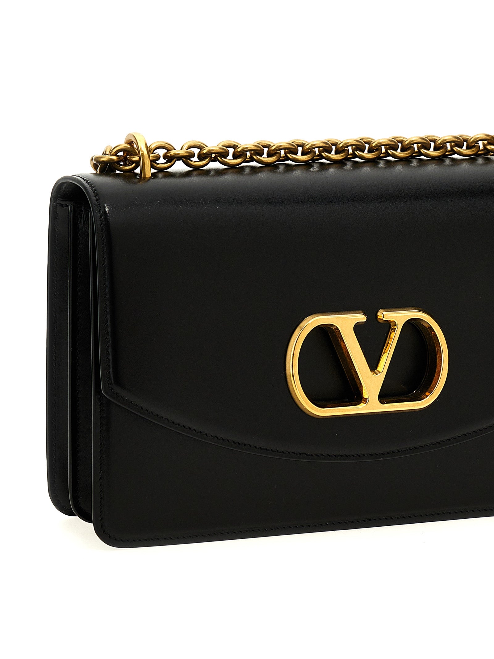 Black Calfskin Shoulder Bag