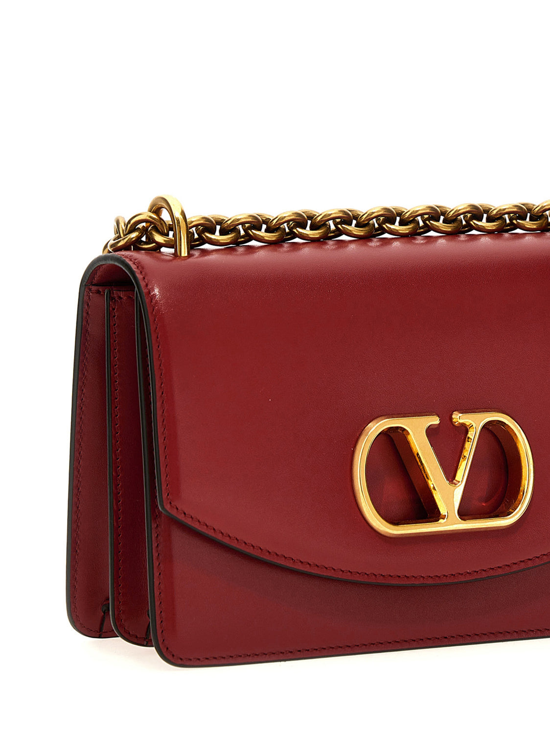 Red Calfskin Shoulder Bag