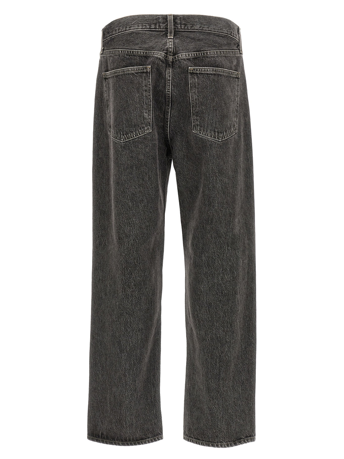 Gray Cotton Straight-Leg Jeans