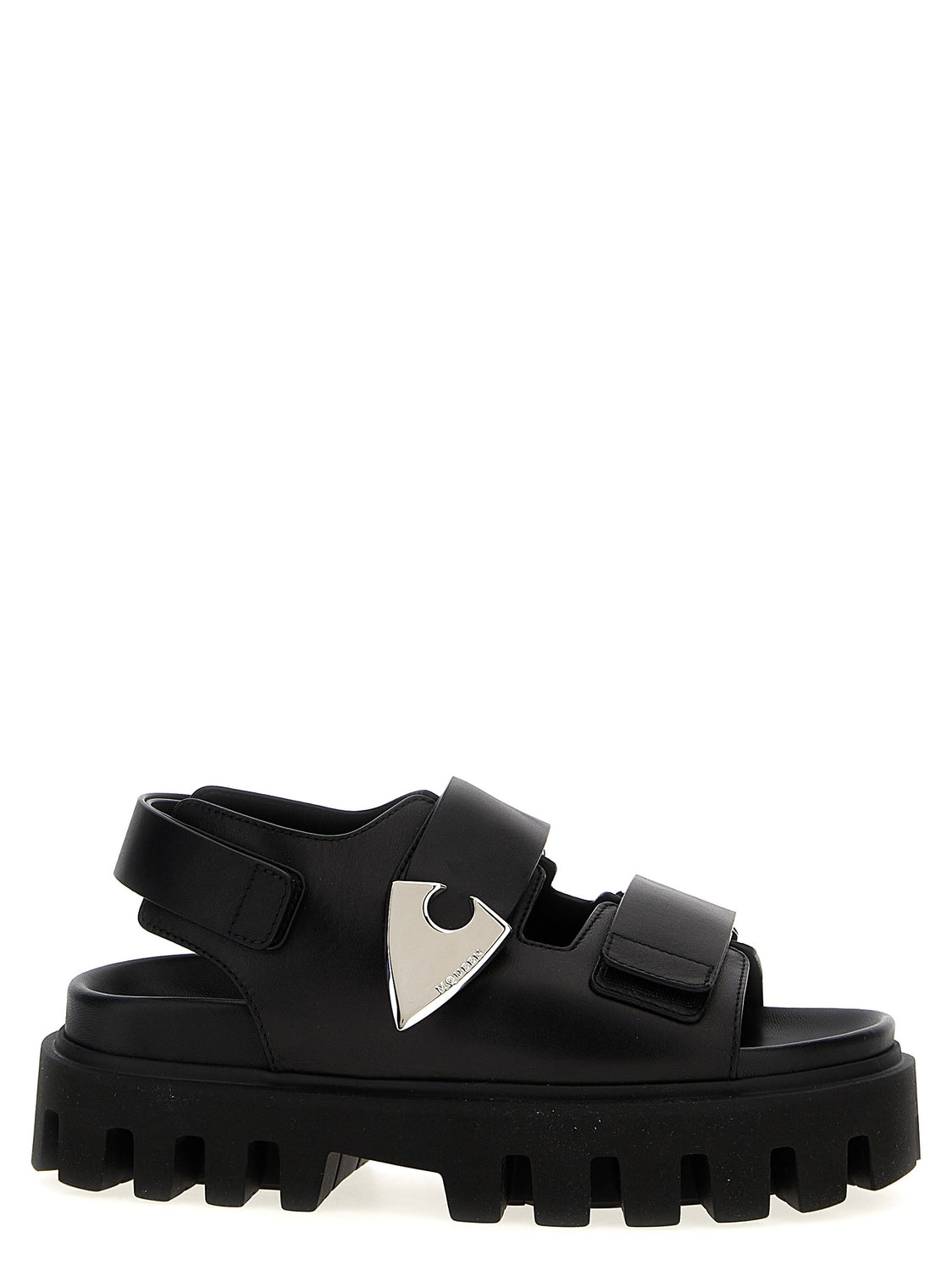 Black Calf Leather Bos Taurus Flat Sandals