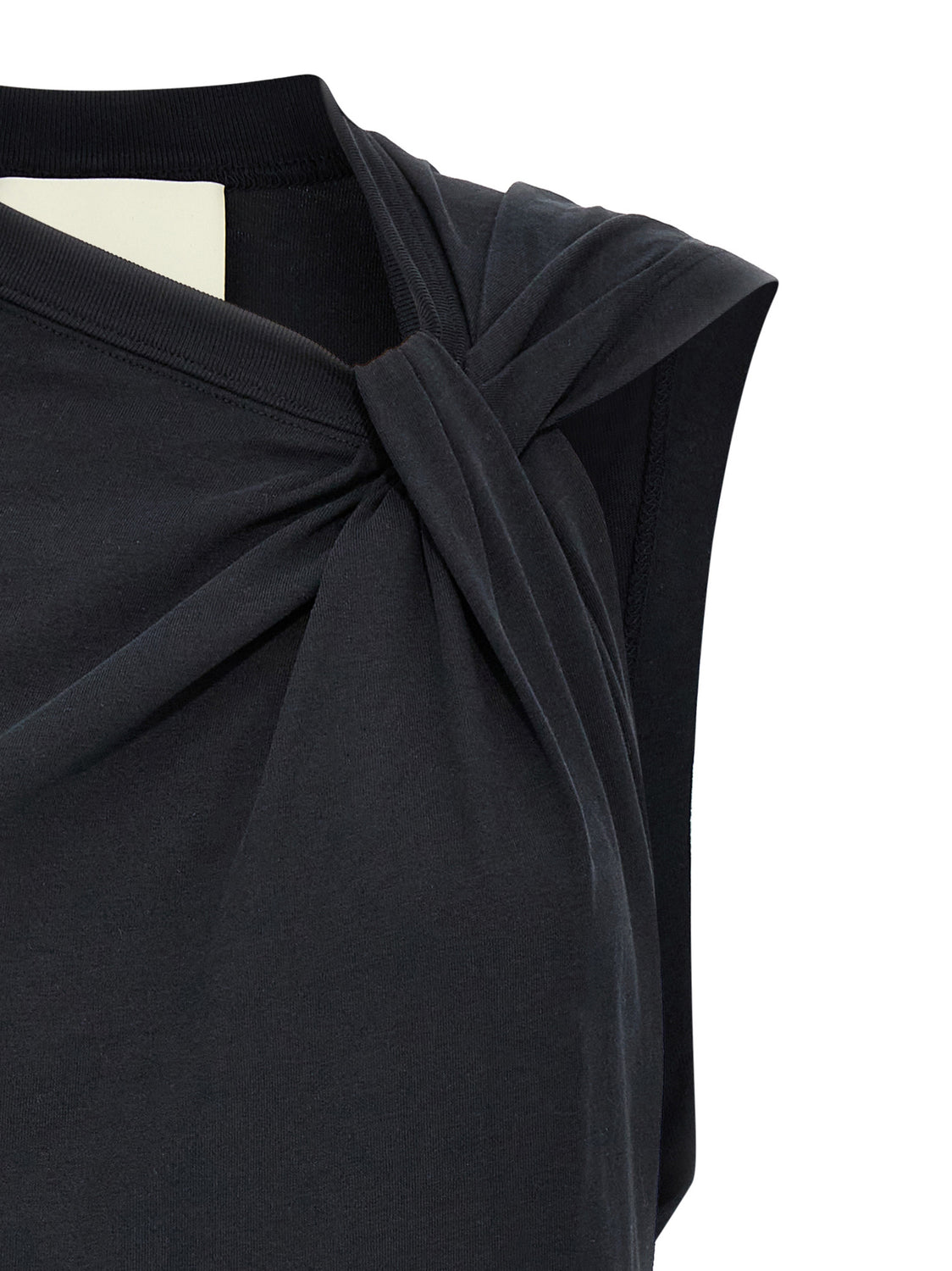 Black Cotton Sleeveles T-Shirt