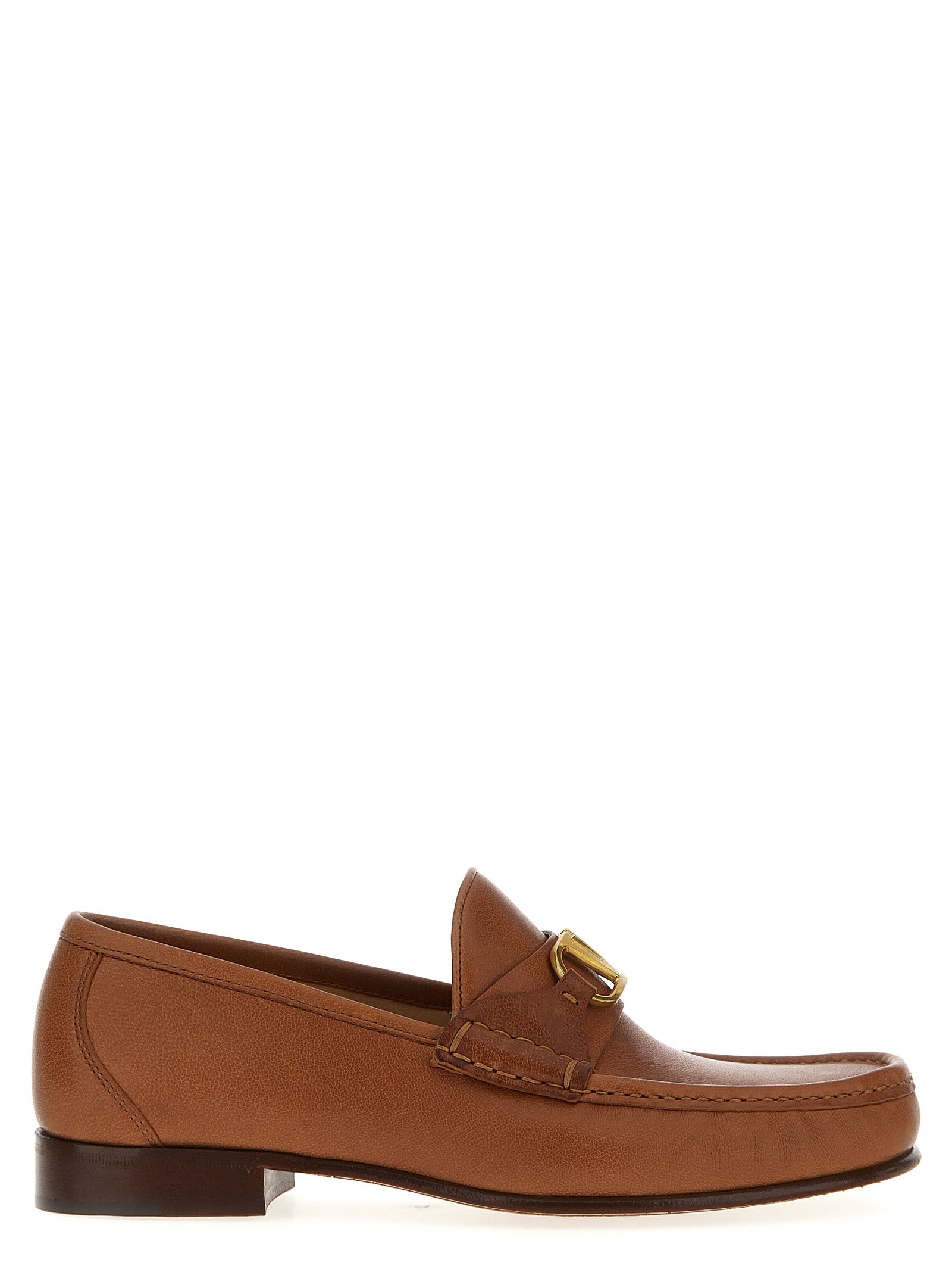 Brown Leather Slip-On Loafers