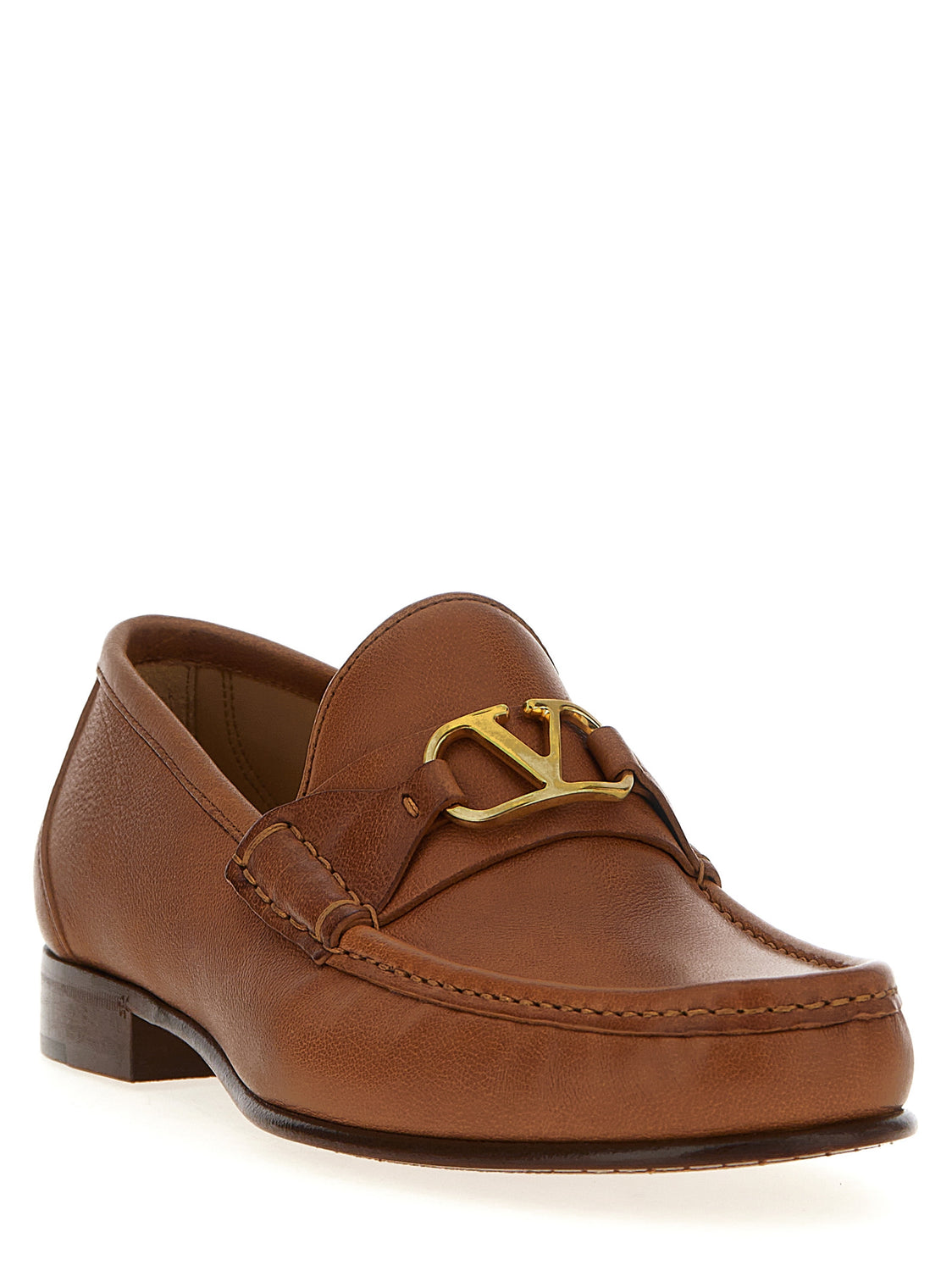Brown Leather Slip-On Loafers
