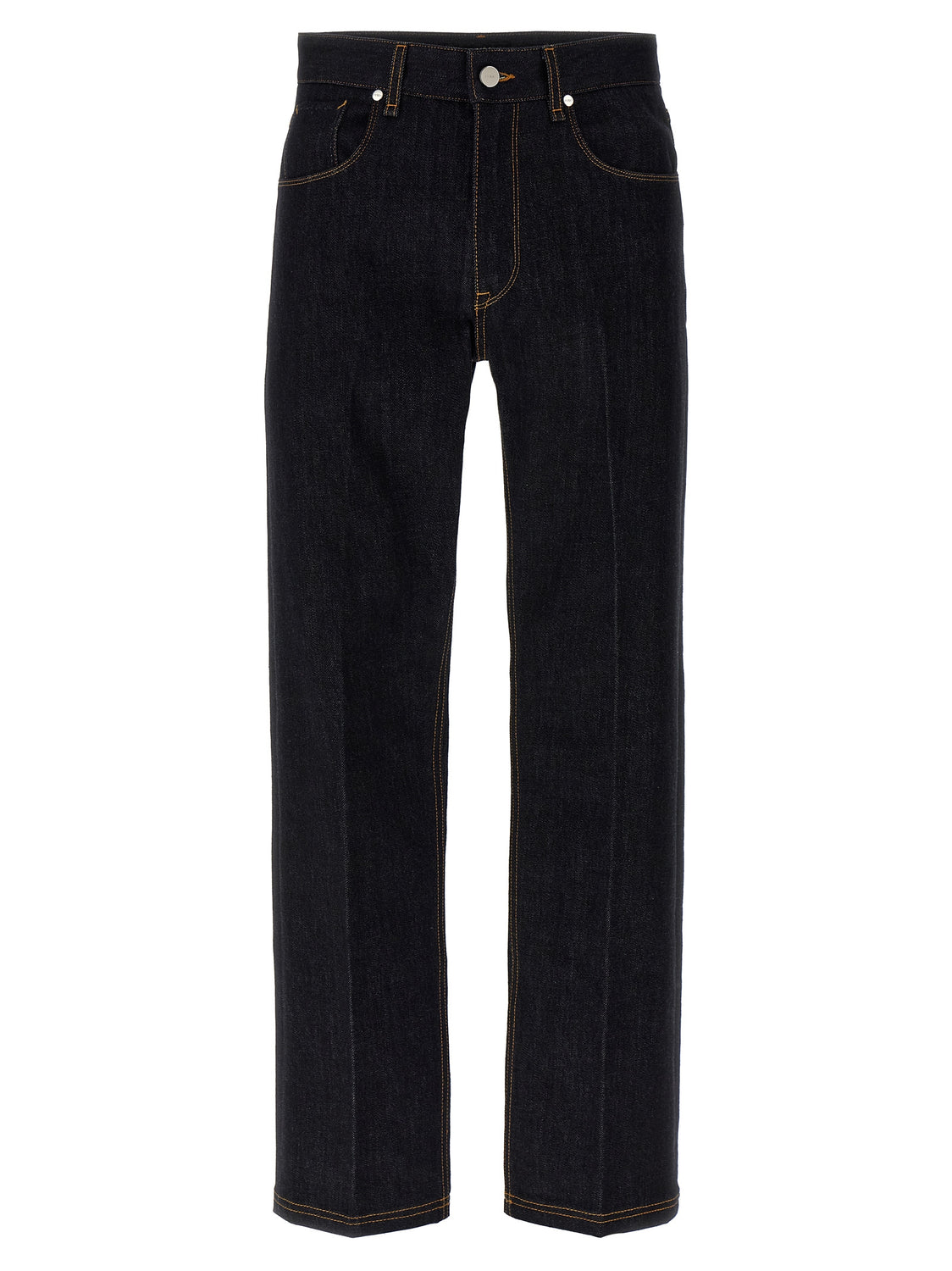 Blue Cotton Straight-Leg Jeans