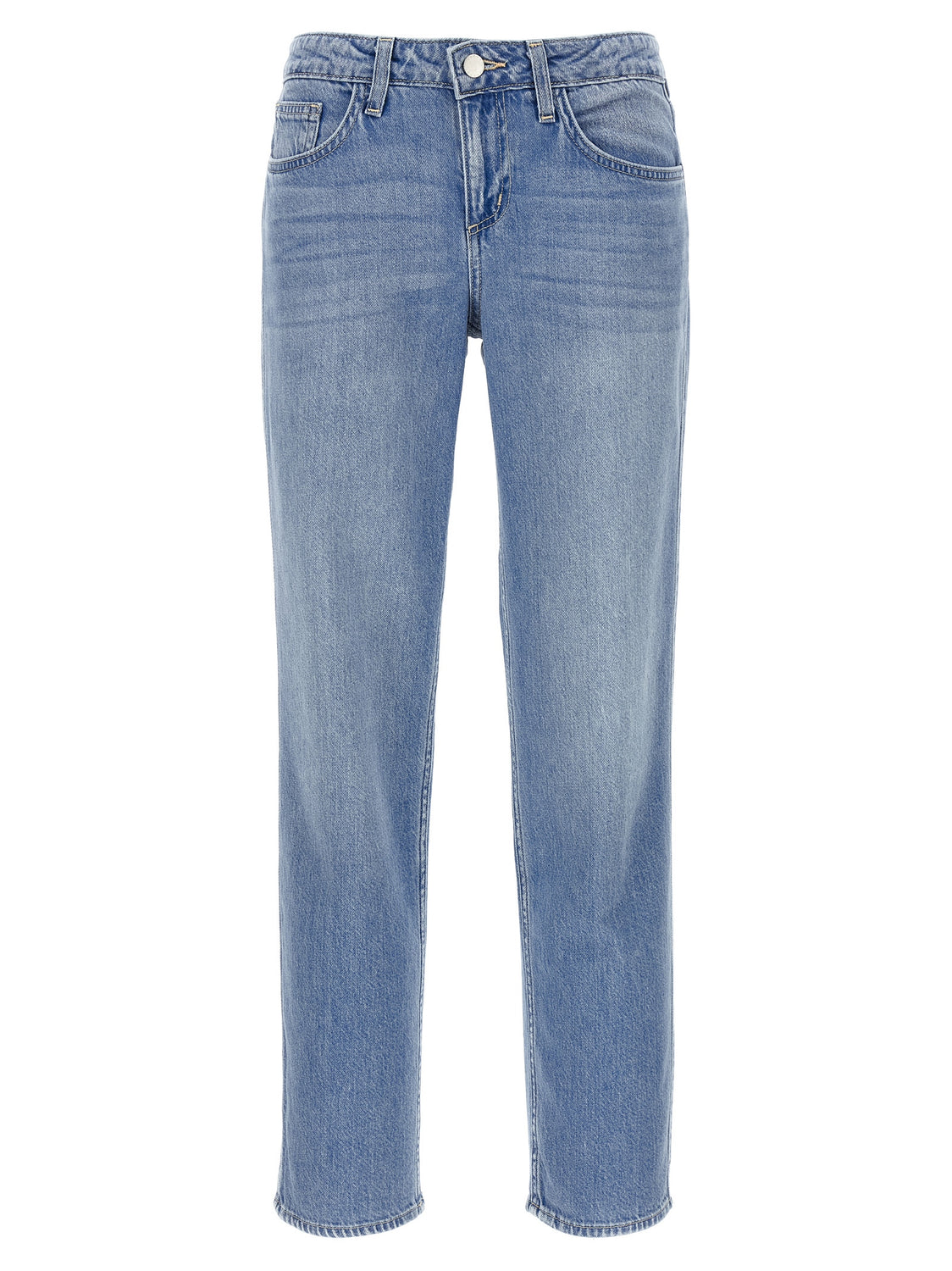 Blue Cotton Straight-Leg Jeans