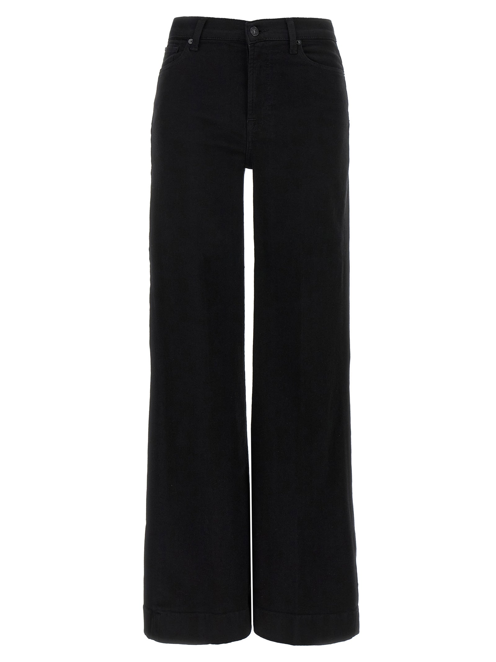 Black Cotton Flared Jeans