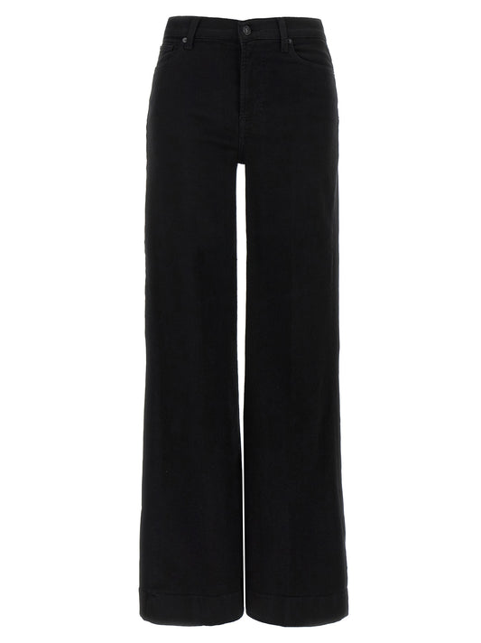 Black Cotton Flared Jeans