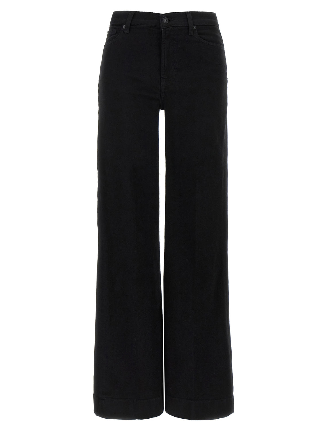 Black Cotton Flared Jeans